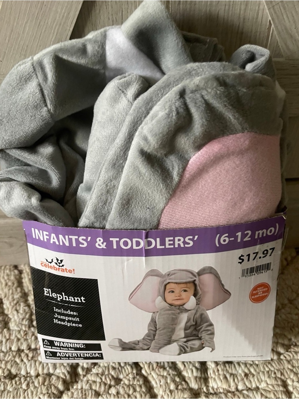 Gray & Pink Elephant Infant Costume (6-12 mo)